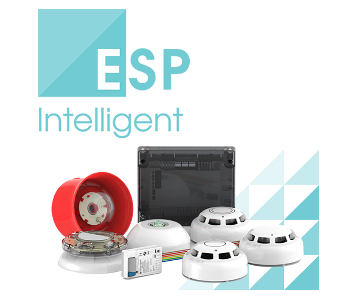 ESP Intelligent range with multiple devices and logo within the background