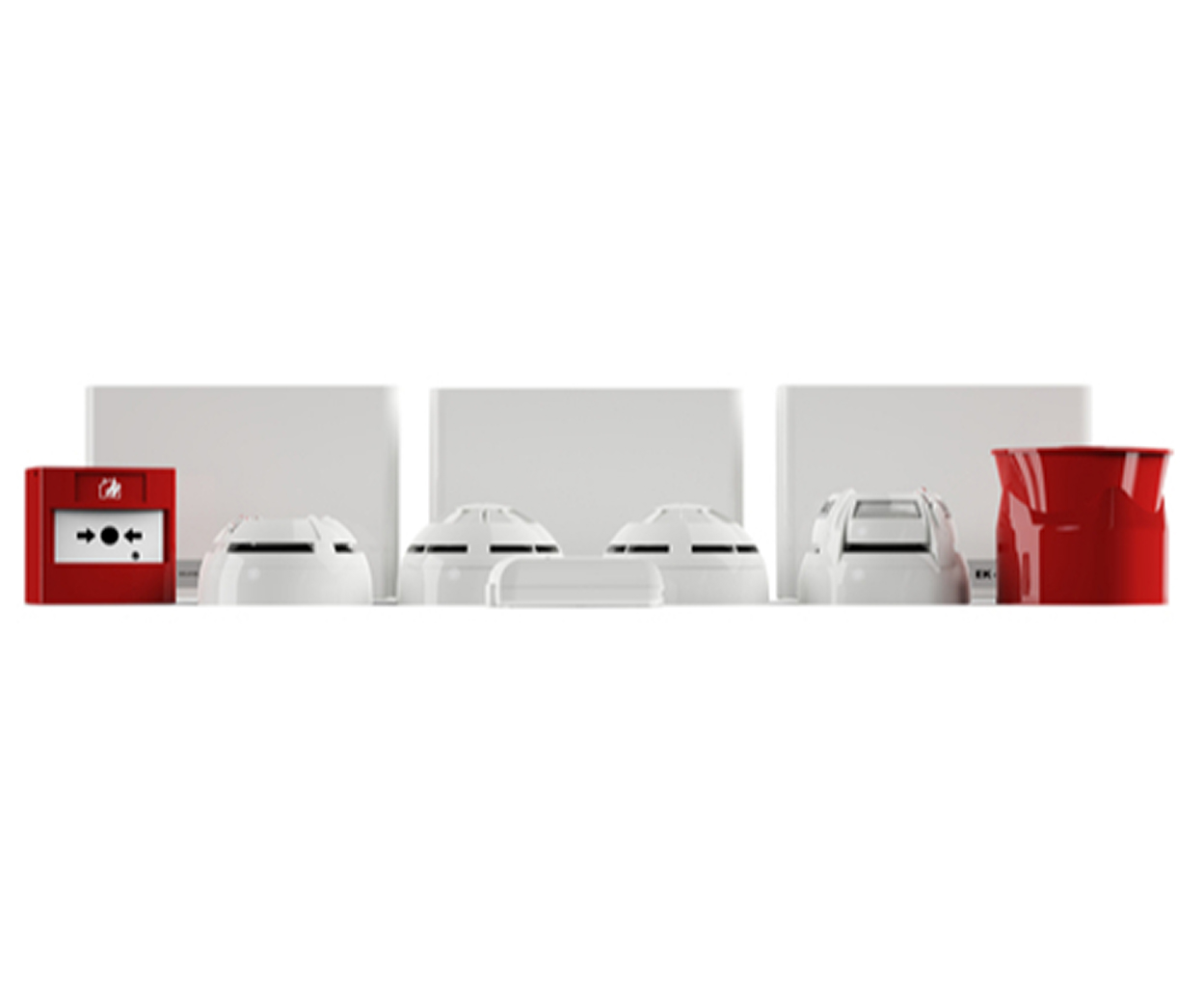 row of fire alarms wireless