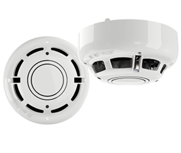 Top and side view of white fire detectors