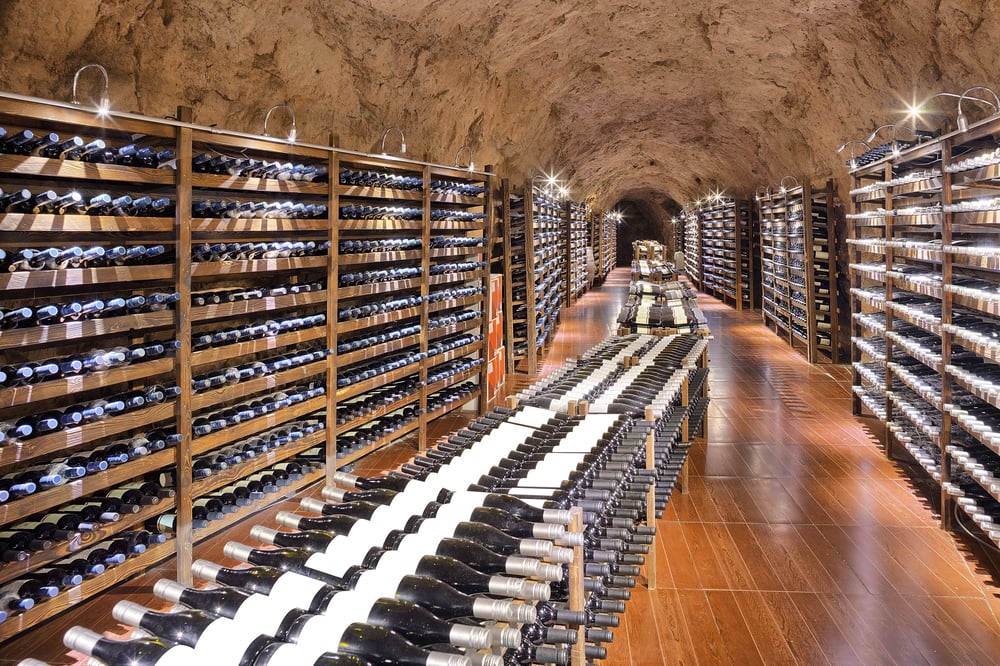 wine cellar in a dark area underground