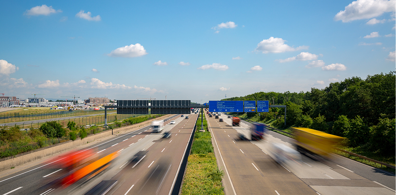 View of motorway with vehicle motion blur