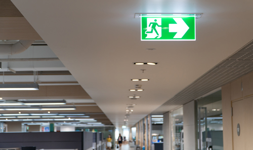 corridor with exit sign